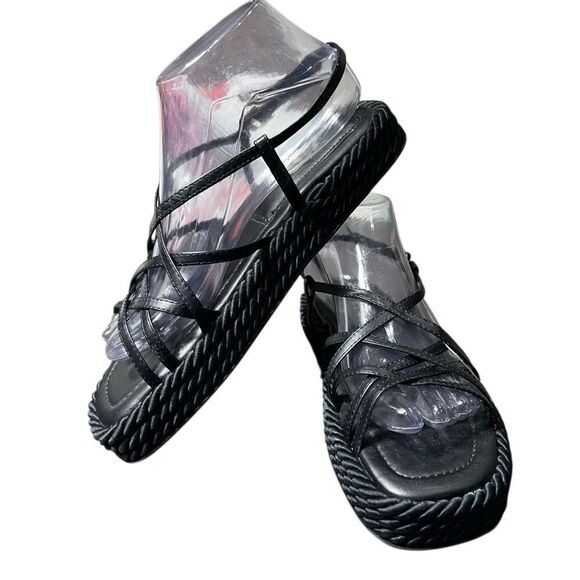 Zara black leather rope platform sandals Size 40 - Picture 10 of 13